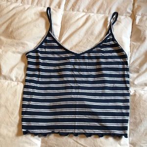 blue and white striped tank